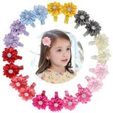 Cute Baby Girls Grosgrain Ribbon Hair Flower Clips Headbands For Women Girls Kids Pack Of 10