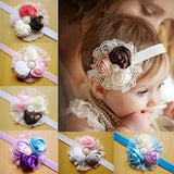 Hot New Lovely Ruffle Flower Lace Hairband Soft Elastic Headband Hair Band for Baby Girl