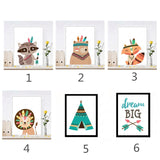 6 Styles Cartoon Animal Painting Wall Frameless Decoration Painting Wall Hanging For Kids Room Decor