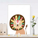 6 Styles Cartoon Animal Painting Wall Frameless Decoration Painting Wall Hanging For Kids Room Decor