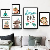 6 Styles Cartoon Animal Painting Wall Frameless Decoration Painting Wall Hanging For Kids Room Decor