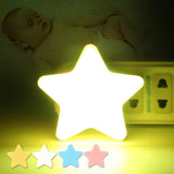 FNSUN 1PC  EU/US Plug LED Night Sensor Star Light Lamp For Baby Kids Bedroom Decoration Wall light
