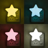 FNSUN 1PC  EU/US Plug LED Night Sensor Star Light Lamp For Baby Kids Bedroom Decoration Wall light