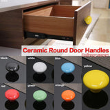 38mm / 1.50in Colorful Ceramic Round Door Handles Children Pastoralism Modern Europe Style Cabinet Drawer Handle