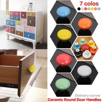 38mm / 1.50in Colorful Ceramic Round Door Handles Children Pastoralism Modern Europe Style Cabinet Drawer Handle