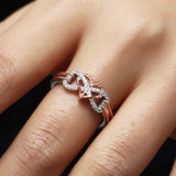 High Quality Exquisite Natural White Sapphire Gemstone 925 Sterling Silver Heart Tow-Tone Anniversary Engagement Wedding Rings for Women Size 6-10