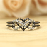 High Quality Exquisite Natural White Sapphire Gemstone 925 Sterling Silver Heart Tow-Tone Anniversary Engagement Wedding Rings for Women Size 6-10
