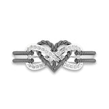 High Quality Exquisite Natural White Sapphire Gemstone 925 Sterling Silver Heart Tow-Tone Anniversary Engagement Wedding Rings for Women Size 6-10