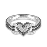 High Quality Exquisite Natural White Sapphire Gemstone 925 Sterling Silver Heart Tow-Tone Anniversary Engagement Wedding Rings for Women Size 6-10