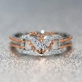 High Quality Exquisite Natural White Sapphire Gemstone 925 Sterling Silver Heart Tow-Tone Anniversary Engagement Wedding Rings for Women Size 6-10