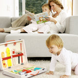 New wooden children DIY puzzle cartoon simulation multifunctional toolbox home nut disassembling toys (Size: include all)